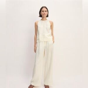 Everlane Cream Women's High Waisted Linen Pants